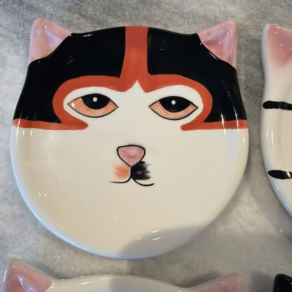 4 Ceramic Cat Coasters -Different Faces - CUTE! - Cats Kitten 4